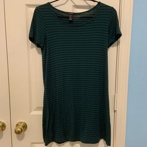 Forest Green Striped T-Shirt Dress